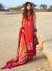 Farah Talib Aziz Luxury Lawn Collection - TULUM RED - 02