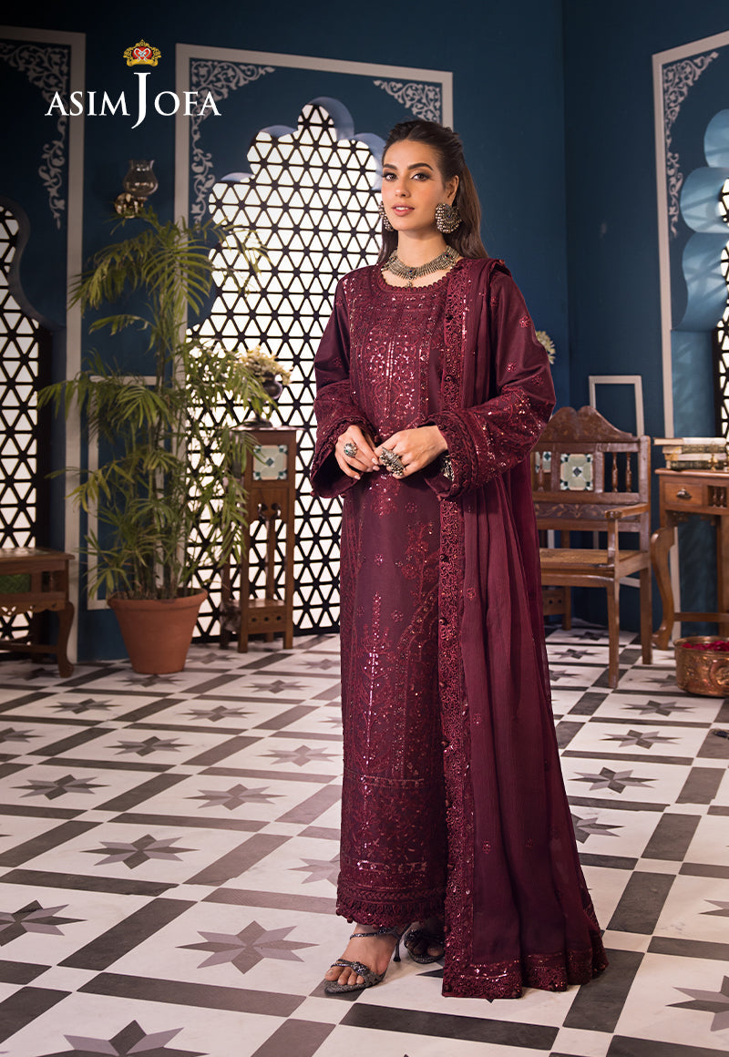 Fasana-E-Ishq By Asim Jofa Embroidered Lawn Suit Unstitched 3 Piece AJ24F AJFI-09 - Luxury Collection