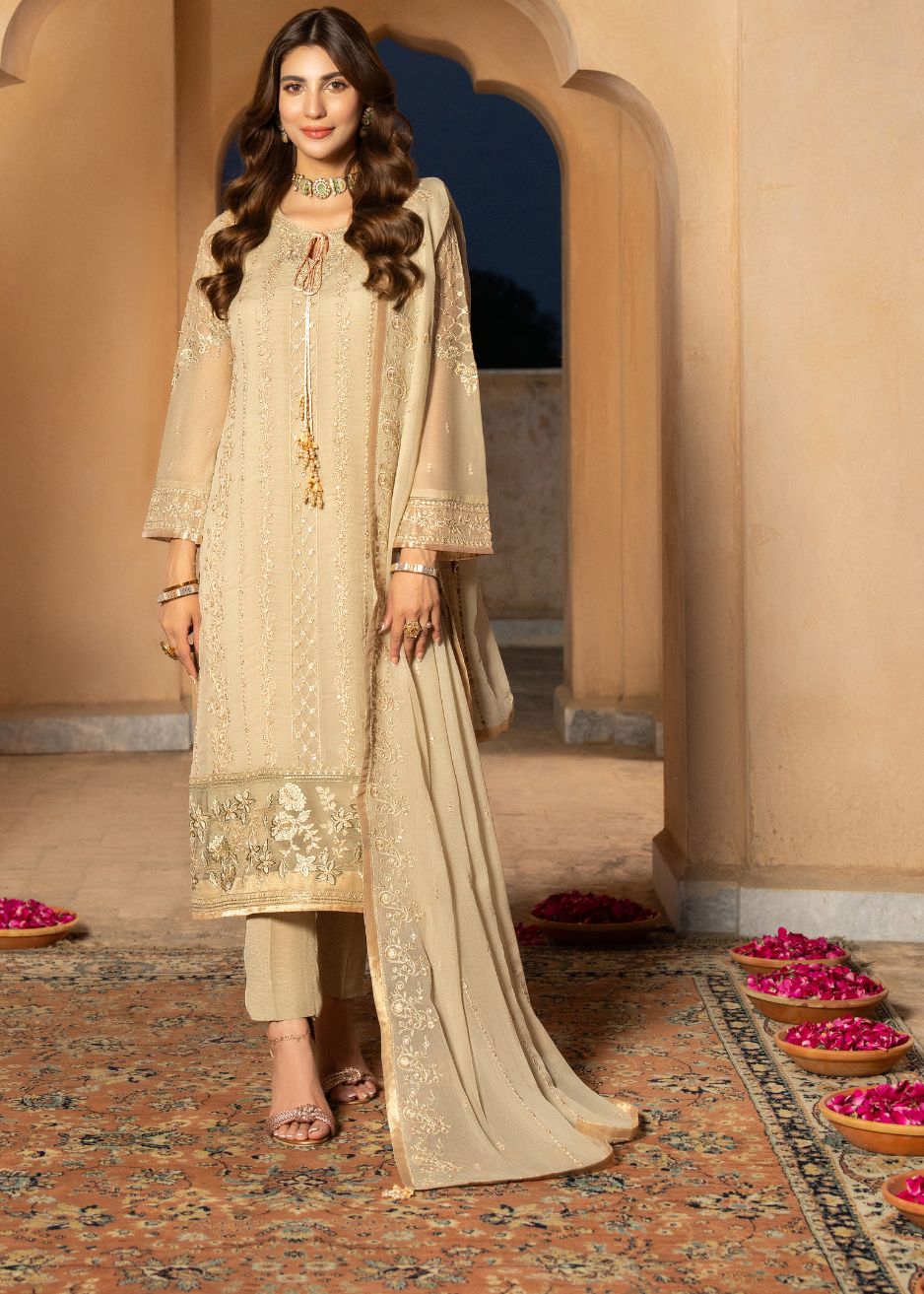 Shireen Lakdawala Embroidered Chiffon Suits Unstitched 3 Piece ST25SL SL-C-V10- Nur