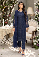 Merakish – Almas By Shahzeb Textiles Embroidered Chiffon Suits Unstitched 3 Piece ST26MK-V26- Sapphire Serenade