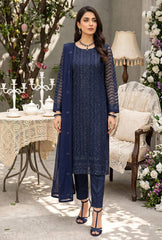 Merakish – Almas By Shahzeb Textiles Embroidered Chiffon Suits Unstitched 3 Piece ST26MK-V26- Sapphire Serenade
