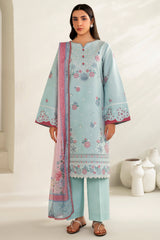 Baroque – Farasha Summer Weaves Embroidered Lawn Unstitched 3Pc Suit BFL26- Blue Slate
