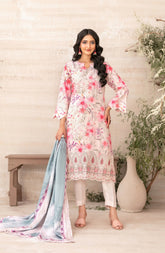 Tawakkal Fabrics Embroidered Zari Viscose Unstitched 3 Piece Suit – D-4883 – TF25SHAM – Pink – Winter Collection
