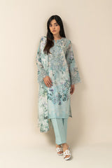 Beechtree Unstitched Embroidered Lawn 3 Piece Suit – CERULEAN RIVULET – Summer Collection