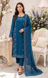 Merakish – Almas By Shahzeb Textiles Embroidered Chiffon Suits Unstitched 3 Piece ST26MK-V26- Ocean Whisper