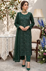 Merakish – Almas By Shahzeb Textiles Embroidered Chiffon Suits Unstitched 3 Piece ST26MK-V26- Emerald Spell