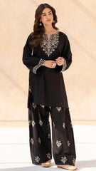 Black Sajal Emb Farshi Shalwar Set
