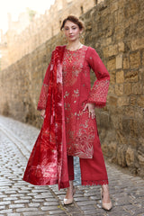 Rang Rasiya Embroidered Karandi Suit With Velvet Plush Shawl Unstitched 3 Piece D-02 Cold Brew – Winter Collection
