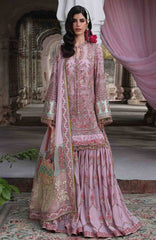 Festive by Hussain Rehar Unstitched Korean Raw Silk Embroidered 3 Piece Suit - HRFSTF4- Rukhsaar - Festive Collection