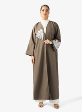 Abaya With Floral Applique & Sheila