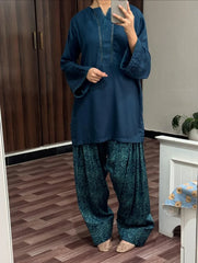 Blue Digital Farshi Shalwar Set