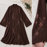 Noor Chocolate Brown Embroidered Abaya
