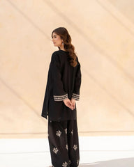 Black Sajal Emb Farshi Shalwar Set