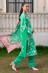 3 Piece Printed Cross Hatch Suit with Lawn Dupatta