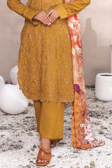 Dahlia Leather Peach Embroidered Suit Unstitched 3 Piece DPC25 -07 – Winter Collection