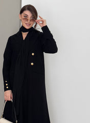 Elegant Blazer abaya with Buttons gold Design