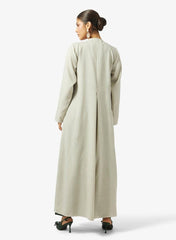 Floral Embellished Open Front V Neck Abaya