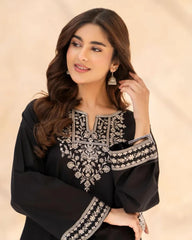 Black Sajal Emb Farshi Shalwar Set