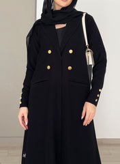 Elegant Blazer abaya with Buttons gold Design