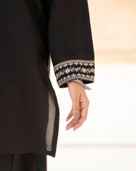 Black Sajal Emb Farshi Shalwar Set