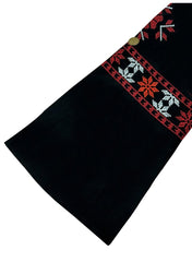 Women's Long Black Abaya with Embroidered Arabic Motifs