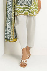 3 Piece Printed Lawn Suit with Embroidered Organza Neckline