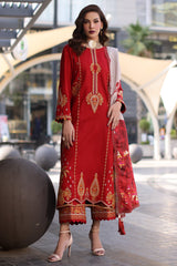 Poshima by Charizma Embroidered Leather Peach Suits Unstitched 3 Piece CRZ24PS PS4-13 - Winter Collection
