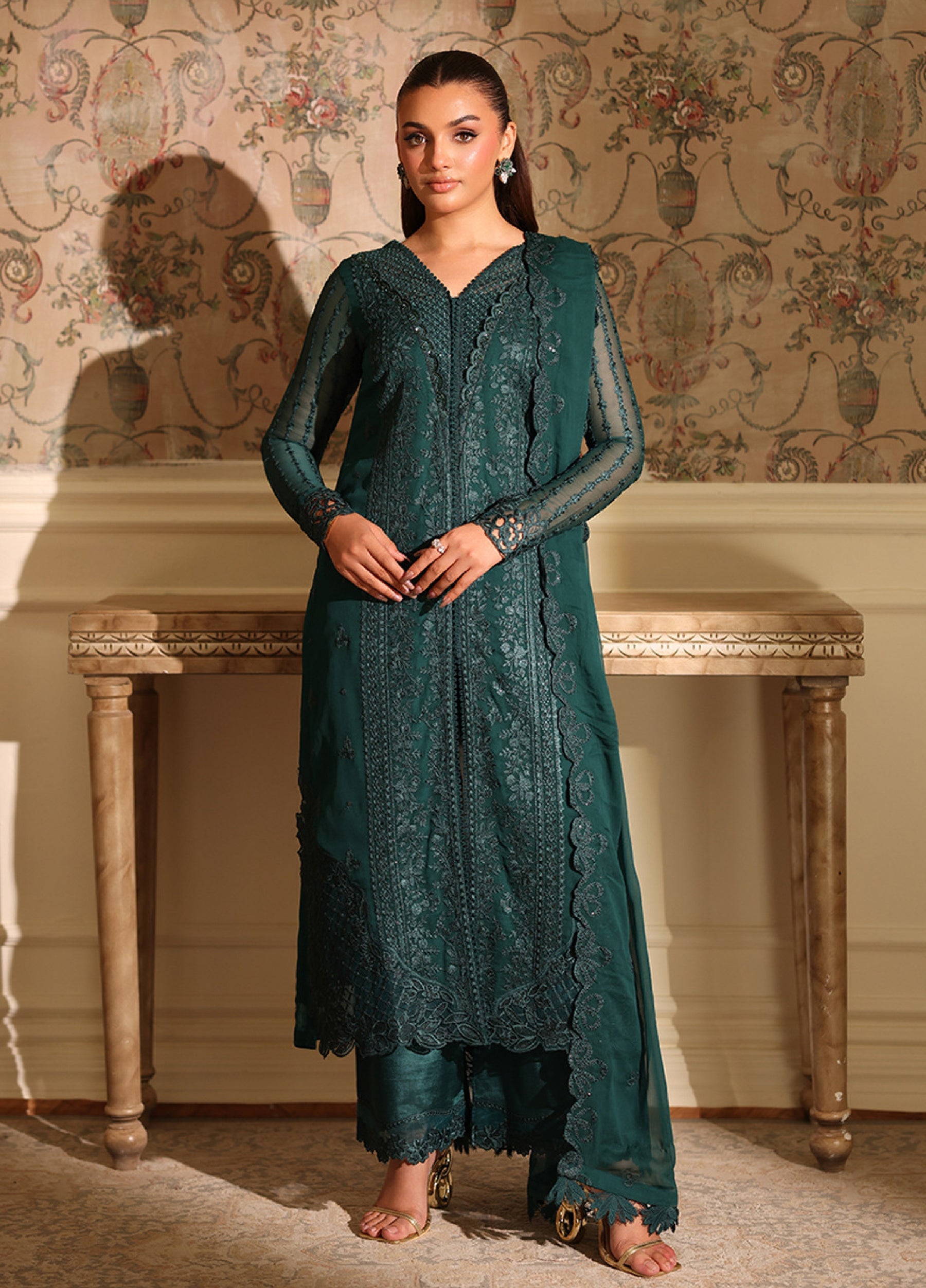 Ensembles by Azure Embroidered Unstitched Chiffon Suits 3 Piece AZU25EU ES-118 Enchanted Forest - Festive Collection-