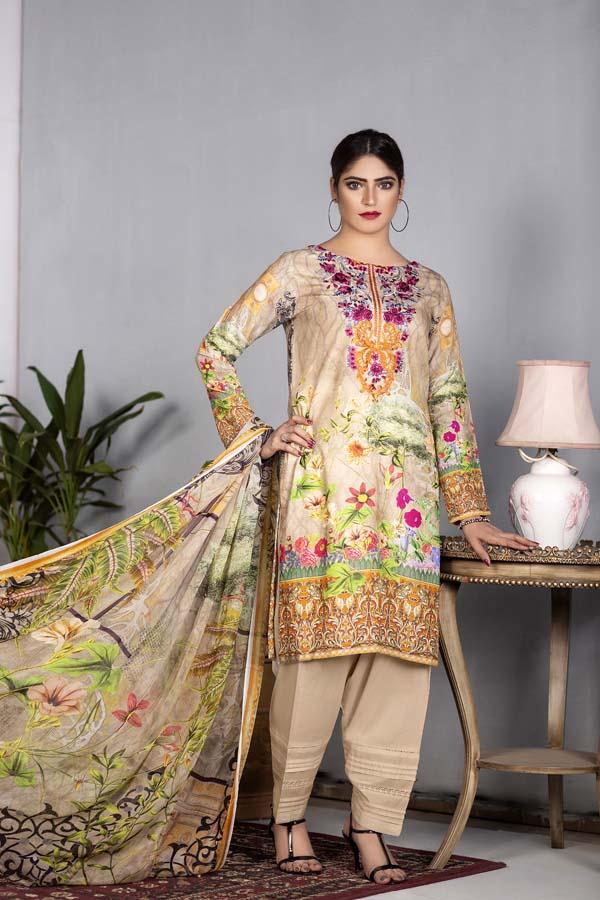EMBER - SALWA DIGITAL PRINTED & EMBROIDERED KARANDI - 007