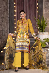 CADMIUM YELLOW - HUDA DIGITAL PRINTED & EMBROIDERED KARANDI - 09