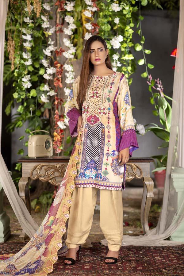 FENNEL - INAYA DIGITAL PRINTED & EMBROIDERED LINEN - 03