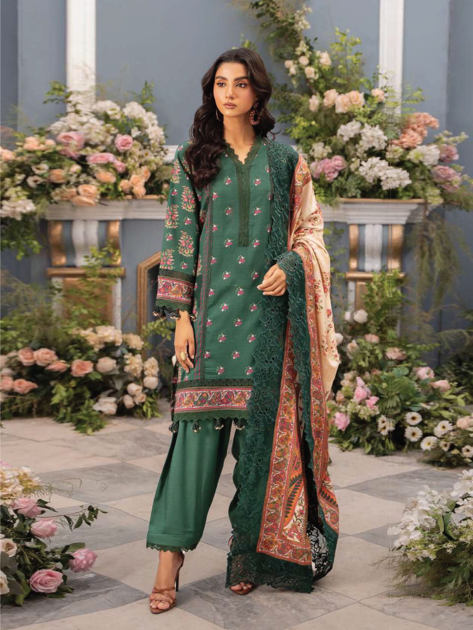 Mausummery Luxury Digital Printed Linen Unstitched 3 Piece Suit - MU25SSUL - NOOR - Winter Collection
