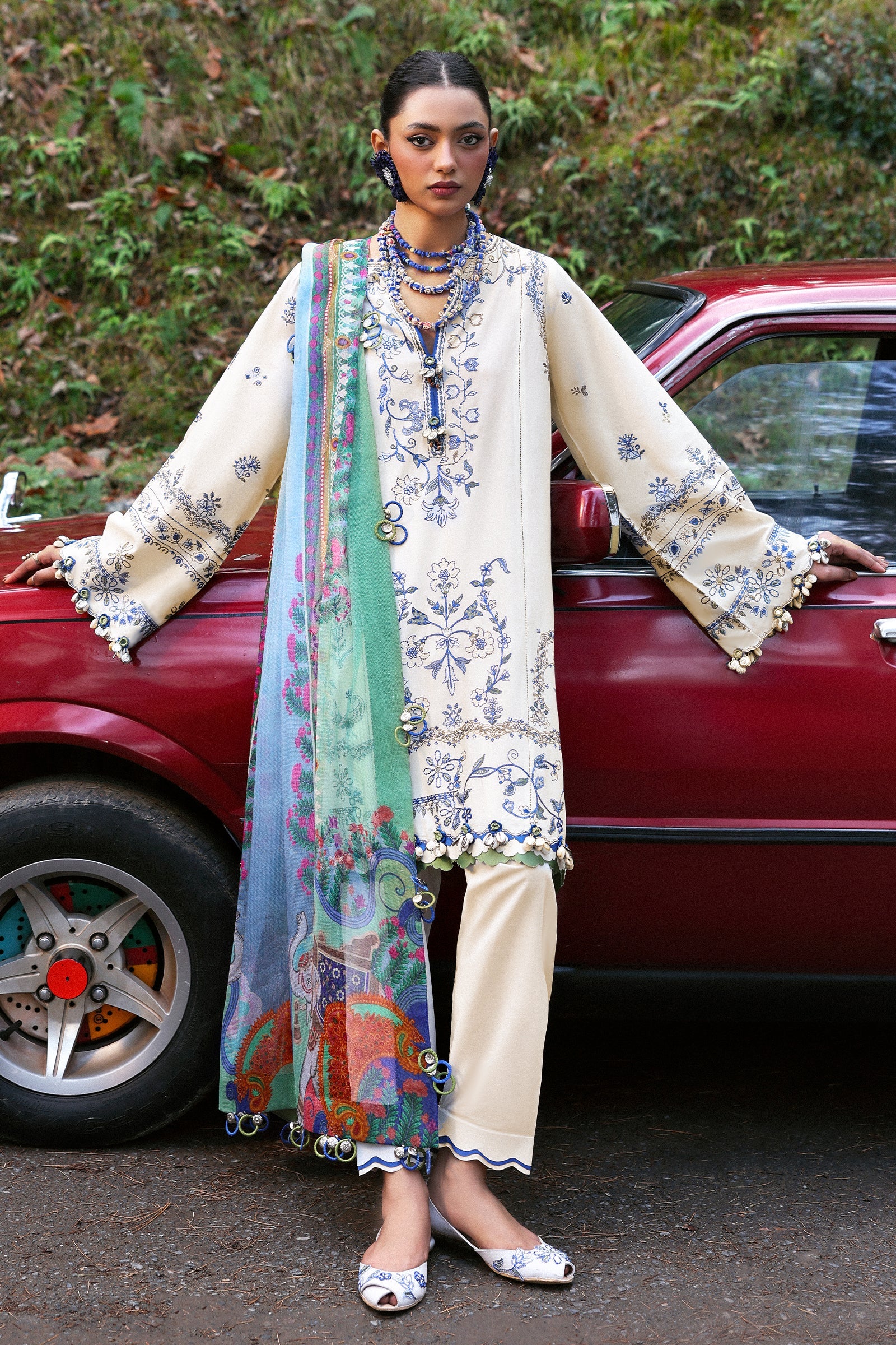 Zaha By Khadijah Shah Embroidered Lawn Suits Unstitched 3 Piece ZL25NL D-15 A Maya - Summer Collection-