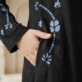 Noor Midnight Embroidered Abaya - Black
