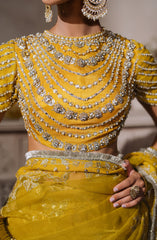 Mallika Jaan by Bushra Paracha Unstitched Embroidered Tusel Silk Saree – MARJAAN