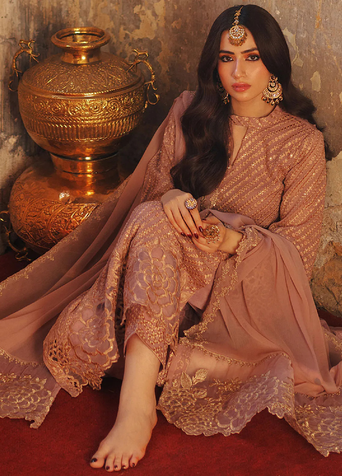Azure Luxe Embroidered Chiffon Suits Unstitched 3 Piece AZU24LE ALAS-125 Azalea - Festive Collection