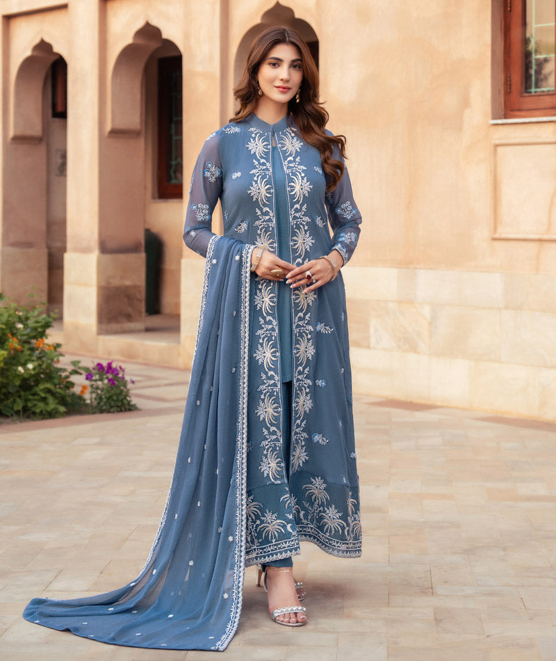 Merakish By Shahzeb Textiles Embroidered Chiffon Suits Unstitched 3 Piece ST25MK-V14- Lina