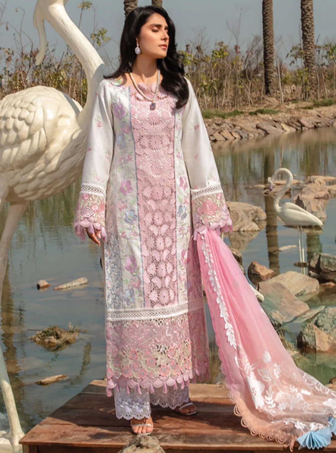 Rang Rasiya Embroidered Lawn Suits Unstitched 3 Piece RR24PE D-12 Hoorain - Summer Eid Collection