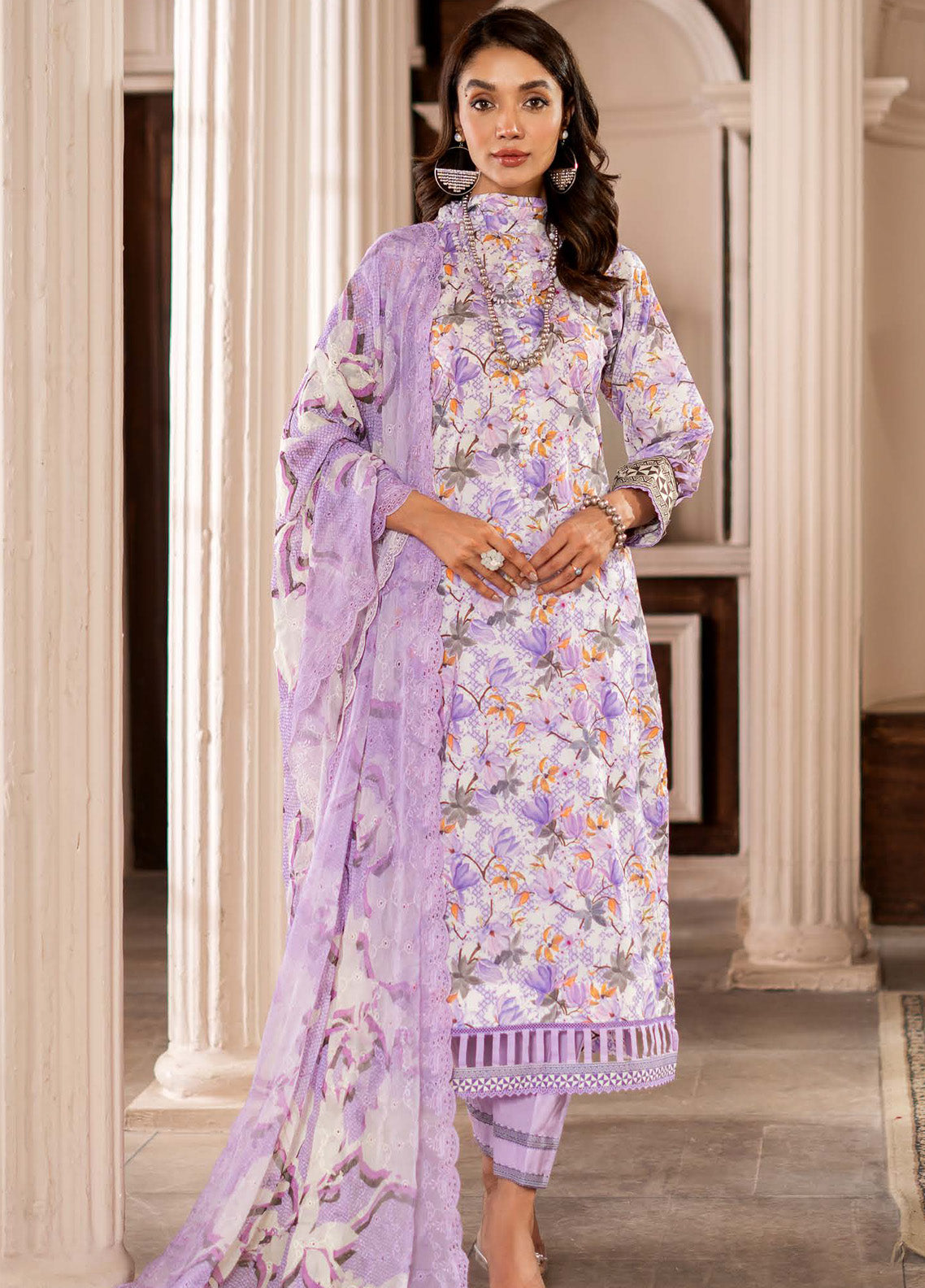 Al-Zohaib Sunshine Bloom Schiffli Embroidered Lawn Suits with Embroidered Chikankari Schiffli Dupatta Unstitched 3 Piece AZS25SB S-05- Summer Collection