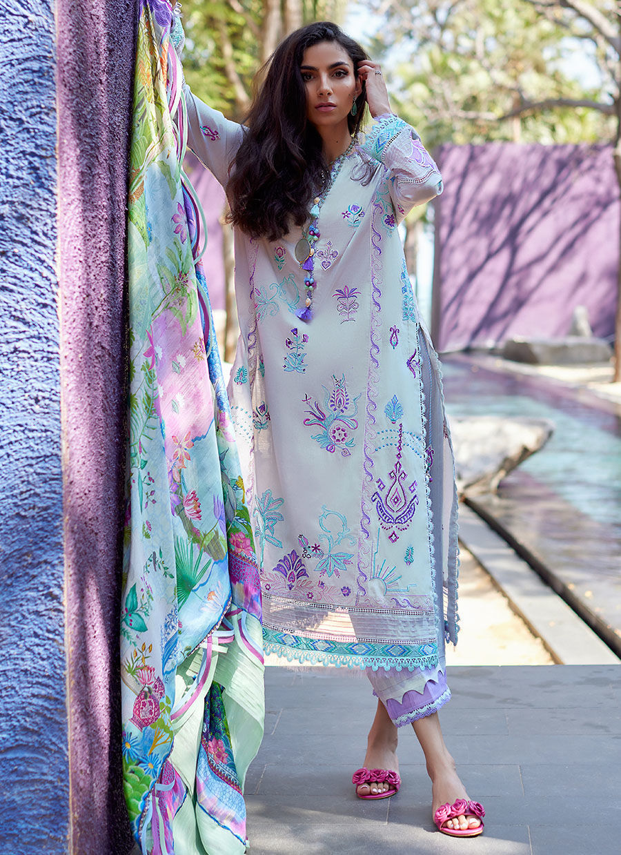 Farah Talib Aziz - Suay Luxury Lawn Embroidered'24 - Zoella Gray - 08-