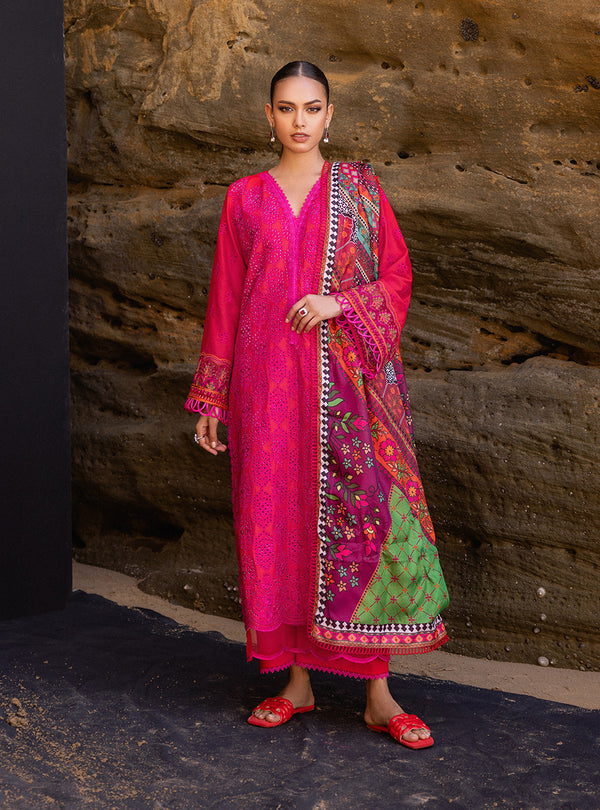 Zainab Chottani Chikankari Lawn Suits Unstitched 3 Piece ZC24CL D-6B Laali - Summer Collection