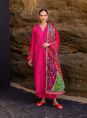 Zainab Chottani Chikankari Lawn Suits Unstitched 3 Piece ZC24CL D-6B Laali - Summer Collection