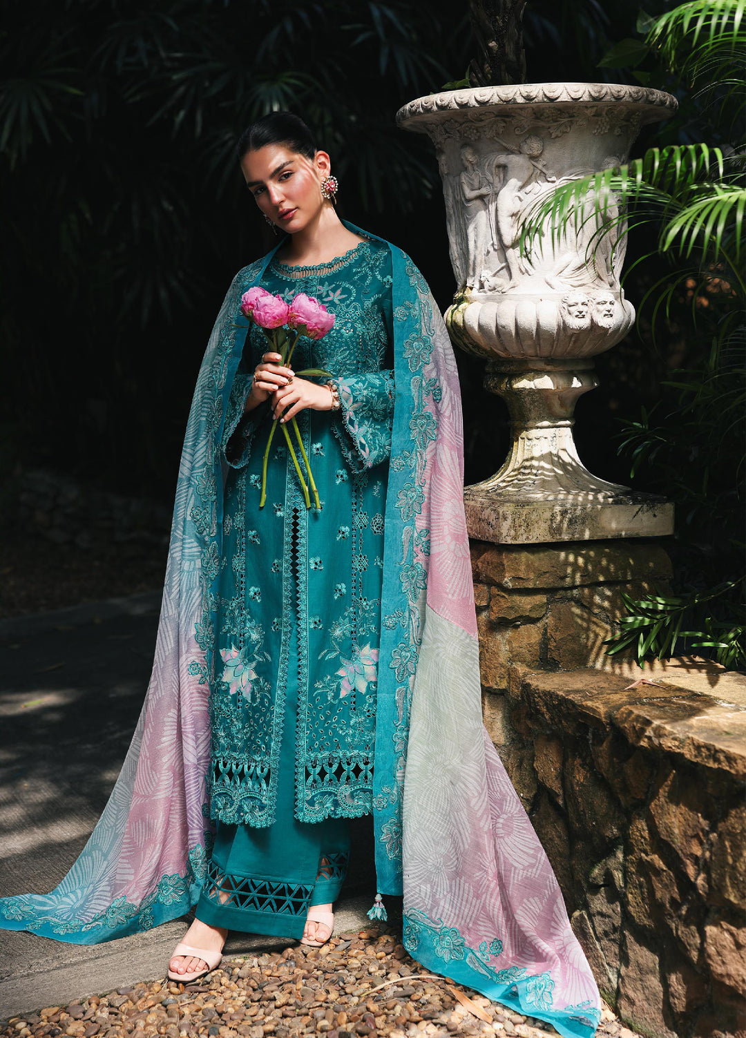 Q Line by Qalamkar Unstitched Chikankari Embroidered Lawn 3 Piece Suit QLK26UQL RP-03 SAPPHIRE – Summer Collection