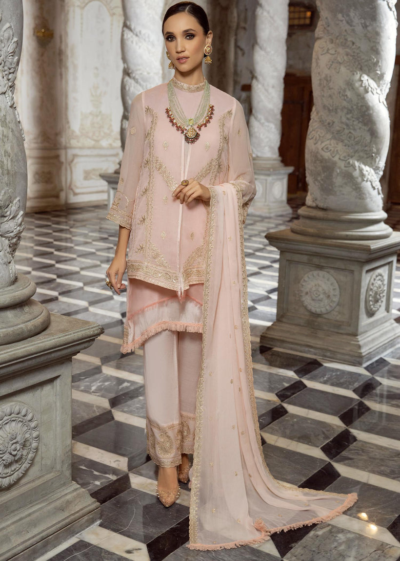 Merakish Luxury Chiffon Embroidered’23 – ST23-MK7 Candle Peach