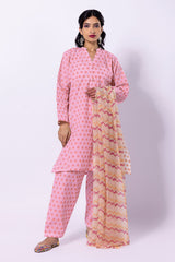 Khaadi Dyed Embroidered Cotton Jacquard | Top Bottoms Dupatta – AJ22301-Pink