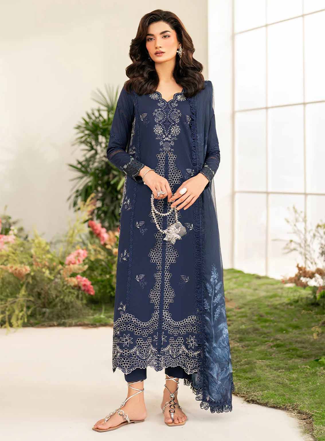 Iznik Embroidered Lawn Suits Unstitched 3 Piece IZ25FE IFE-04 – Summer Collection