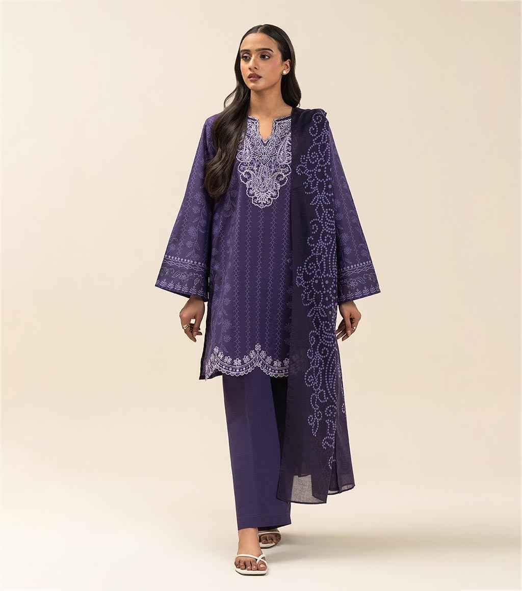 Beechtree Unstitched Embroidered Lawn 3 Piece Suit – MOONLIT SEA – Summer Collection