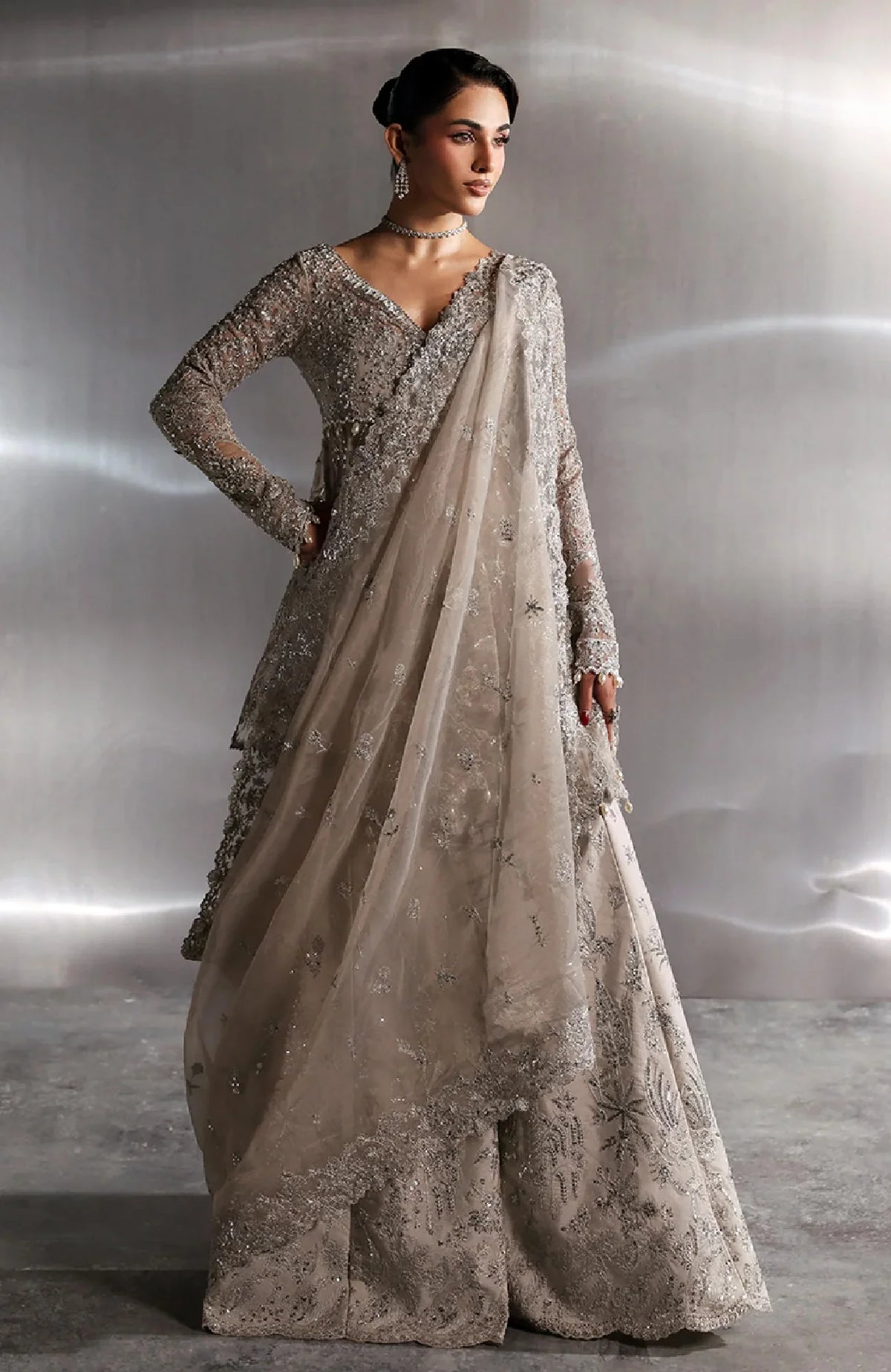 Seraphine by Zarposh Unstitched Chiffon Embroidered 3 Piece Suit- ZRPSHN-05-NOVELLE- Formal Collection