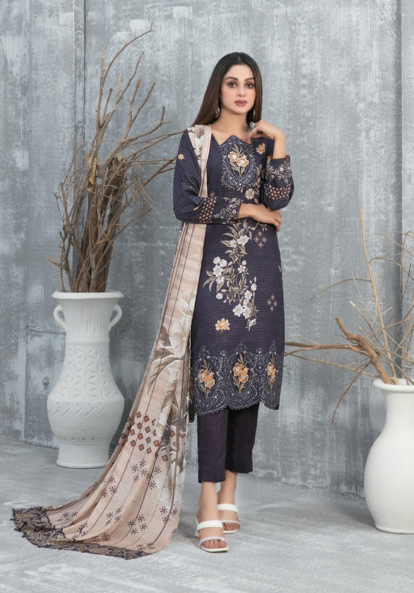 Tawakkal Fabrics Emboidered Viscose Suits Unstitched 3 Piece TWF25ST D-1298 – Winter Collection
