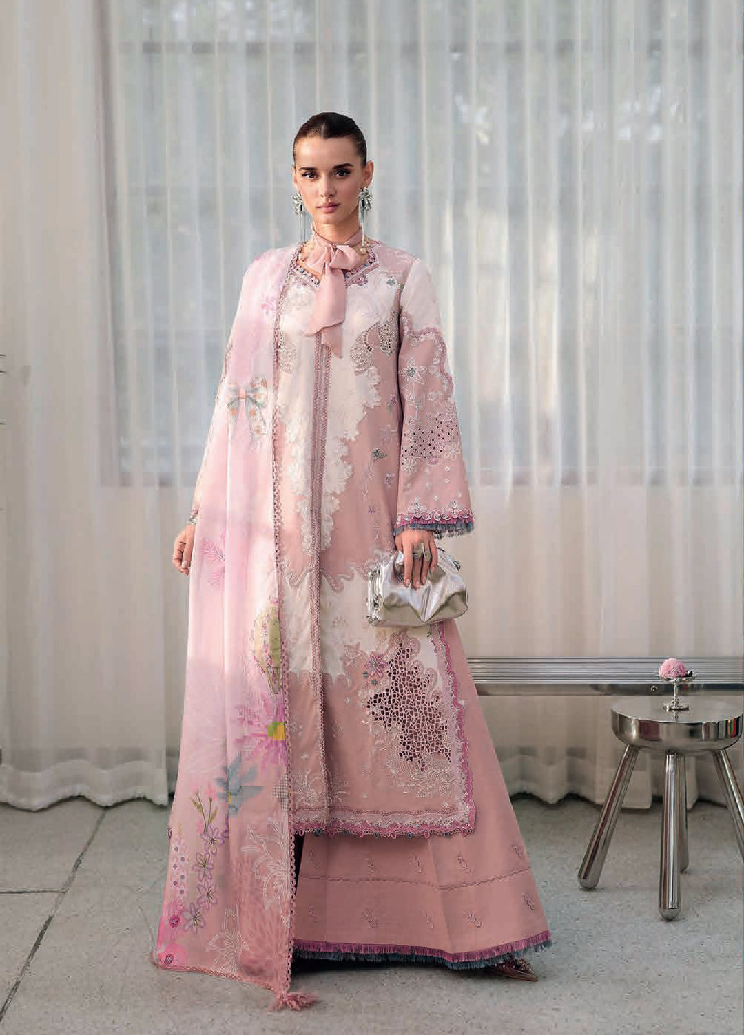 Qalamkar Chikankari Unstitched Embroidered Lawn 3 Piece Suit QLK26UCL CM-06 Noura – Summer Collection